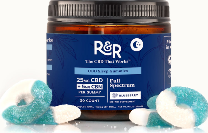 R&R Melatonin Free CBD Sleep Gummies | 750MG | 30 count jar